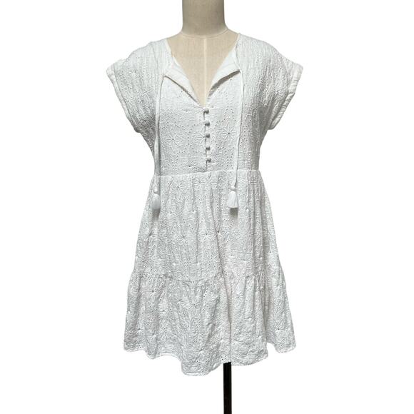 Vineyard Vines Island White Eyelet Tiered Dress Small - Picture 1 of 4